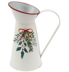 Bring holiday cheer to your space with this Holly Sprig Decorative Jug Vase.