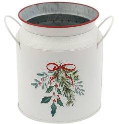 Add festive charm to your home with this Holly Sprig Urn Planter