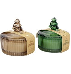 Bring elegance to your space with this stylish glass candle.