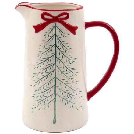 Ceramic Bow Embossed Jug, 22cm 