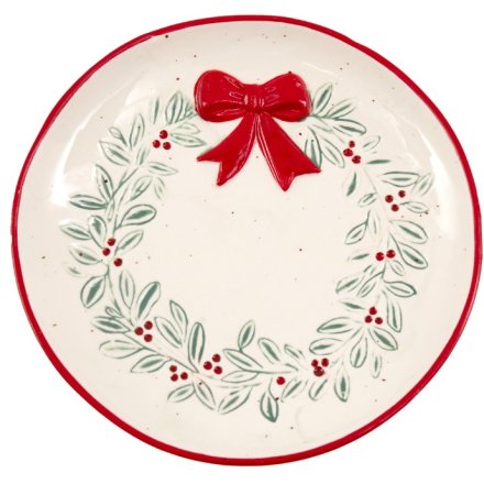 Tree Bow Embossed Plate, 16cm 