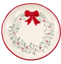 Delightful 16cm bowl featuring intricate tree and bow embossed design.