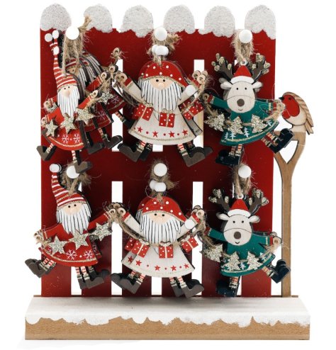 charming wooden Santa and reindeer ornaments for festive hanging