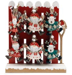 Adorable wooden Santa and reindeer hangers perfect for festive décor