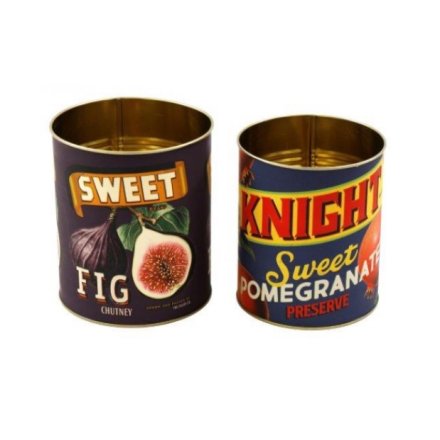 13cm Fig & Pomegranate Metal Storage Tins S/2