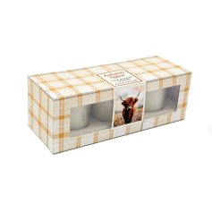 Bring rustic warmth with our set of 3 H. Cow votives in a charming box.