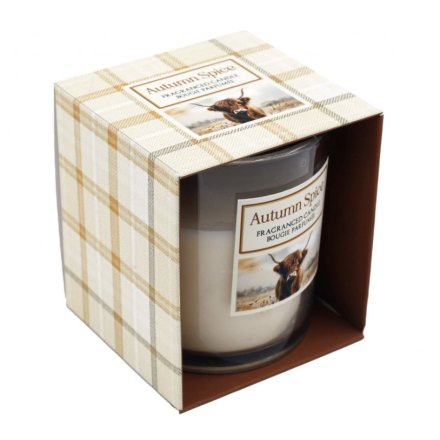 7.5cm Highland Cow Autumn Spice Boxed Candle