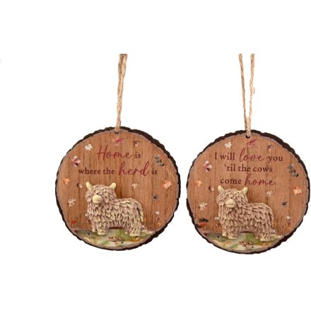 2/A Cow Round Hang Plaque, 10cm 