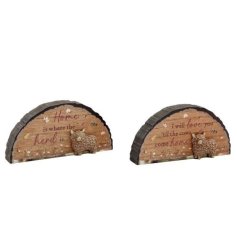 Bring cozy, rustic charm to your space with this beautiful wooden decor piece.