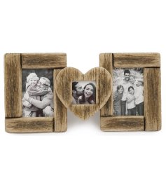 Preserve special memories in the Wooden Photo Frame featuring a charming heart design.