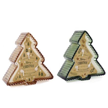 2/A Glass Tree Shaped Candles, 15cm 