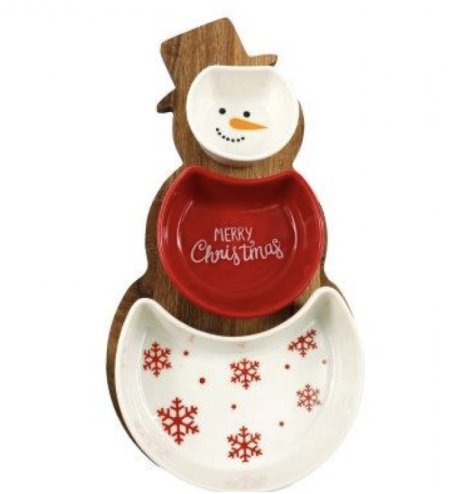 Add festive cheer to your gatherings with this 4pc Snowman Tapas Set