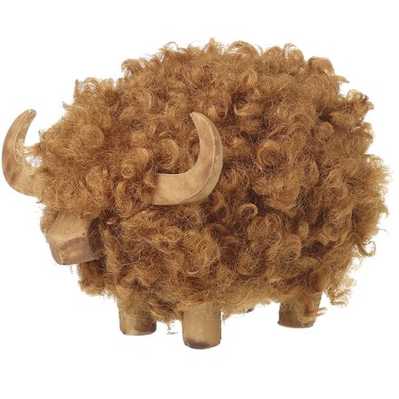Wooden Highland Cow Decoration – 11cm