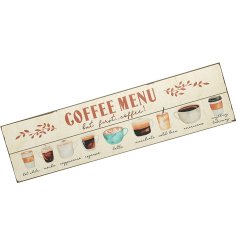 Elevate your café or kitchen with this stylish Coffee Menu Sign 