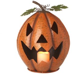 Metal pumpkin decoration with cut-out design