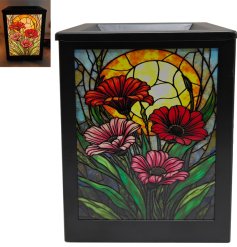 Delightful lamp featuring a beautiful floral motif.