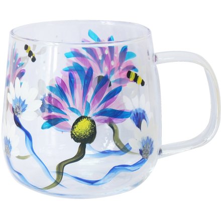 13cm Thistles & Bees Glass Cup