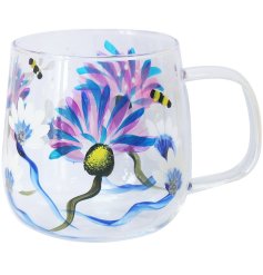 Enjoy every sip with the elegant Thistles & Bees glass cup.