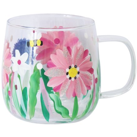 Alliums & Bees Glass Cup, 13cm 