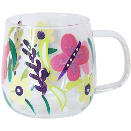 Butterflies Glass Cup, 13cm 