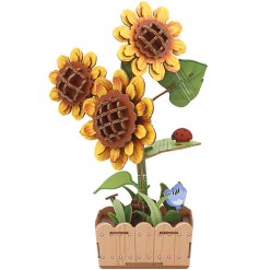 Brighten your space with the charming Wood Crafted Sunflower decoration.