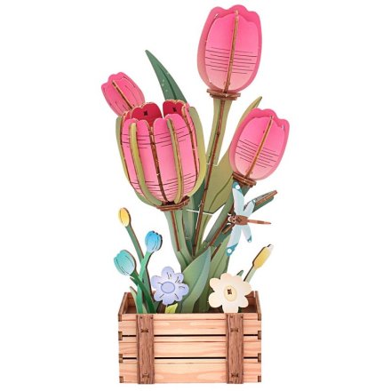 Wooden Tulip Decoration, 22cm