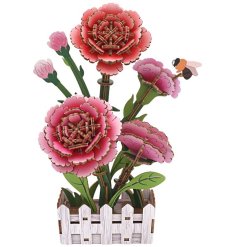 Woodcraft Carnation Deco: a beautifully crafted wooden flower bringing natural charm and elegance to your space.