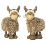 Bring festive charm to your décor with this adorable Standing Fluffy Moose Couple ornament.
