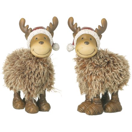 Fluffy Moose Couple, 14cm 