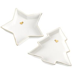 Elevate your collection with this elegant set of ceramic trinket dishes, perfect for festive décor.