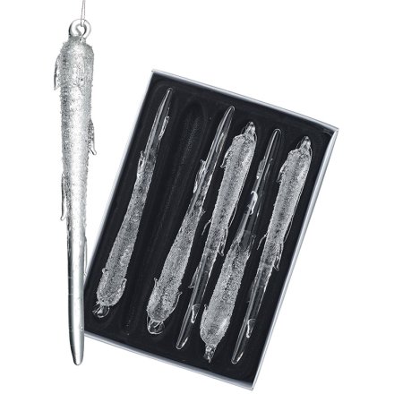 Glass Icicles Hanging Deco, 14cm 