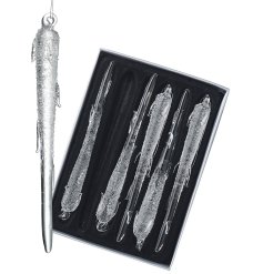 Elegant clear glass icicle baubles to add sparkling charm to your festive tree