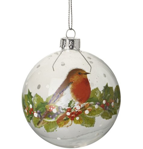 Add timeless Christmas charm to your decor with this intricately designed glass bauble.