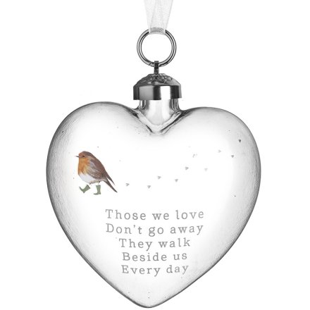 Robin Heart Ornament, 8cm