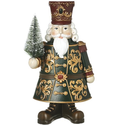 Add classic holiday cheer with this intricately crafted nutcracker soldier decoration for festive displays.