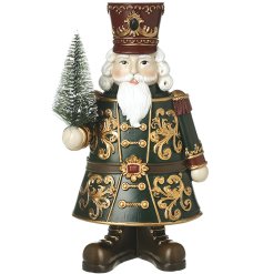 A finely crafted nutcracker soldier decoration for festive displays.
