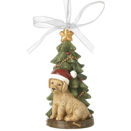 Xmas Dog & Tree Hanger, 10.6cm 