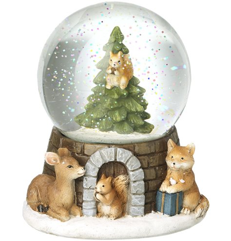 Add charm with this enchanting Green Woodland Animals Snowglobe