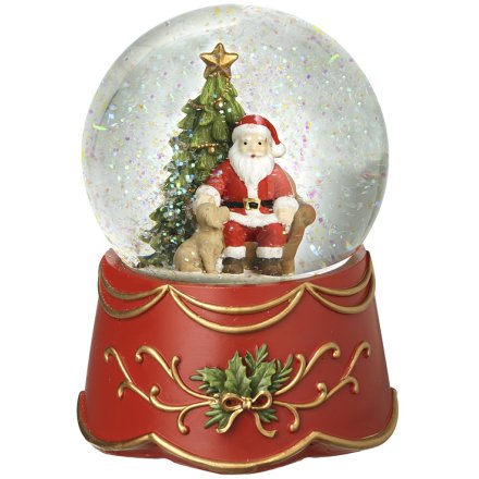 Santa Dog Snowglobe, 14cm 