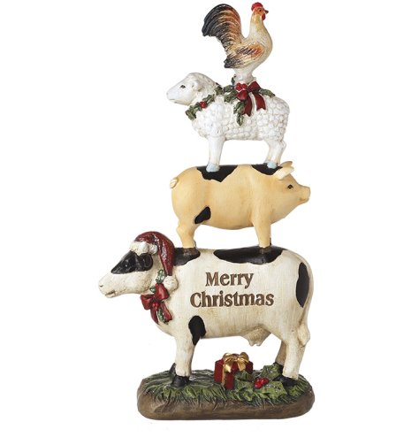 Adorable farm animal stack brings warm countryside Christmas charm to your living space