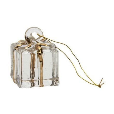 Gold Glass Present Hanger, 3.5cm 
