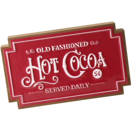 Retro Red Hot Cocoa Sign, 25cm