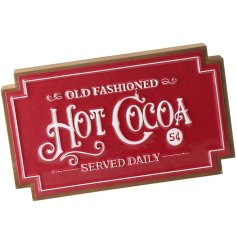 Bring vintage warmth to your kitchen or café with this cozy Red Old Fashioned Hot Cocoa Sign.