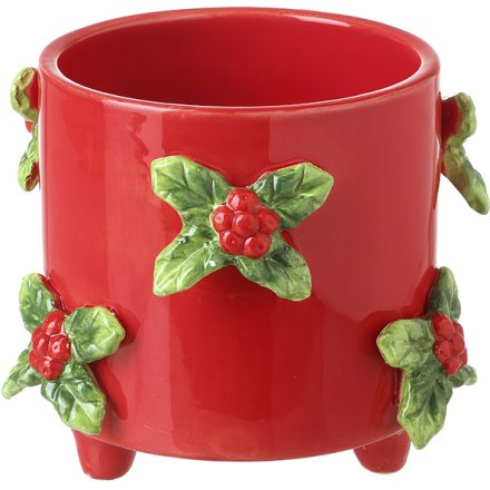 3D Holly Planter, 14cm 