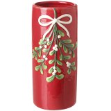 Bring festive charm to your space with this lovely red ceramic pot.