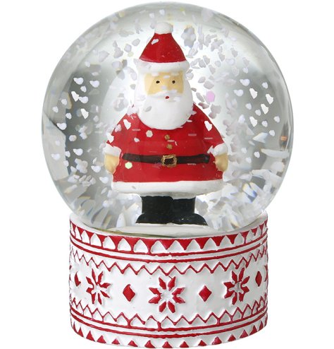 Add holiday magic to your space with the Red & White Base Santa Snowglobe.