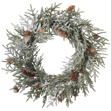 50.8cm Frosted Pinecone Winter Wreath