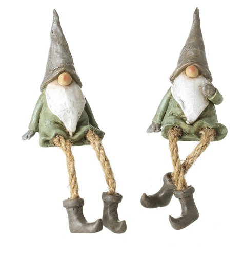 Charming ceramic Gonks with dangling legs and snug grey hats to brighten your space