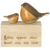 Robin Wood Block: A cozy, natural plaque that keeps loved ones close to your heart.