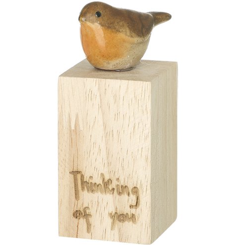 The Thinking of You Robbin Wood Block — a lovely keepsake made from premium natural-tone wood.